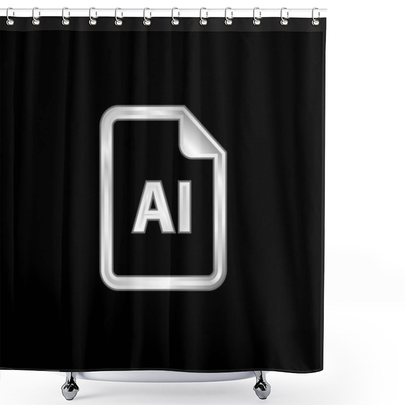 Personality  AI File Silver Plated Metallic Icon Shower Curtains