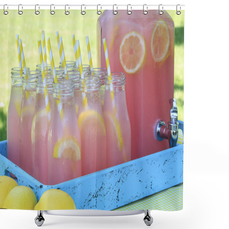 Personality  Pink Lemonade At Picnic In Park Shower Curtains