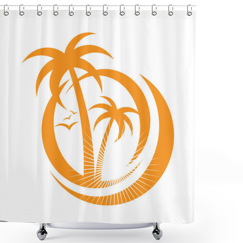 Personality  Palm Tree Emblems. Icon Sign. Design Element Shower Curtains