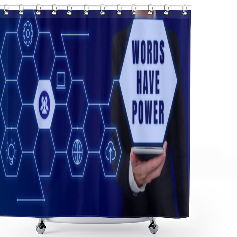 Personality  Conceptual Caption Words Have Power, Business Approach Energy Ability To Heal Help Hinder Humble And Humiliate Shower Curtains