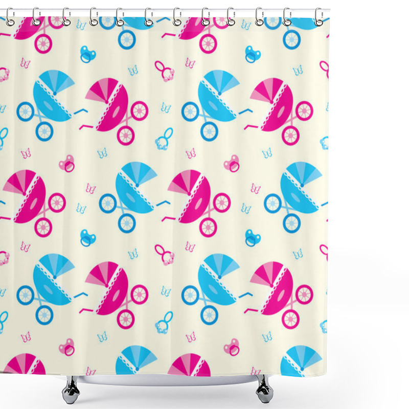 Personality  Seamless Baby Carriages Pattern Shower Curtains