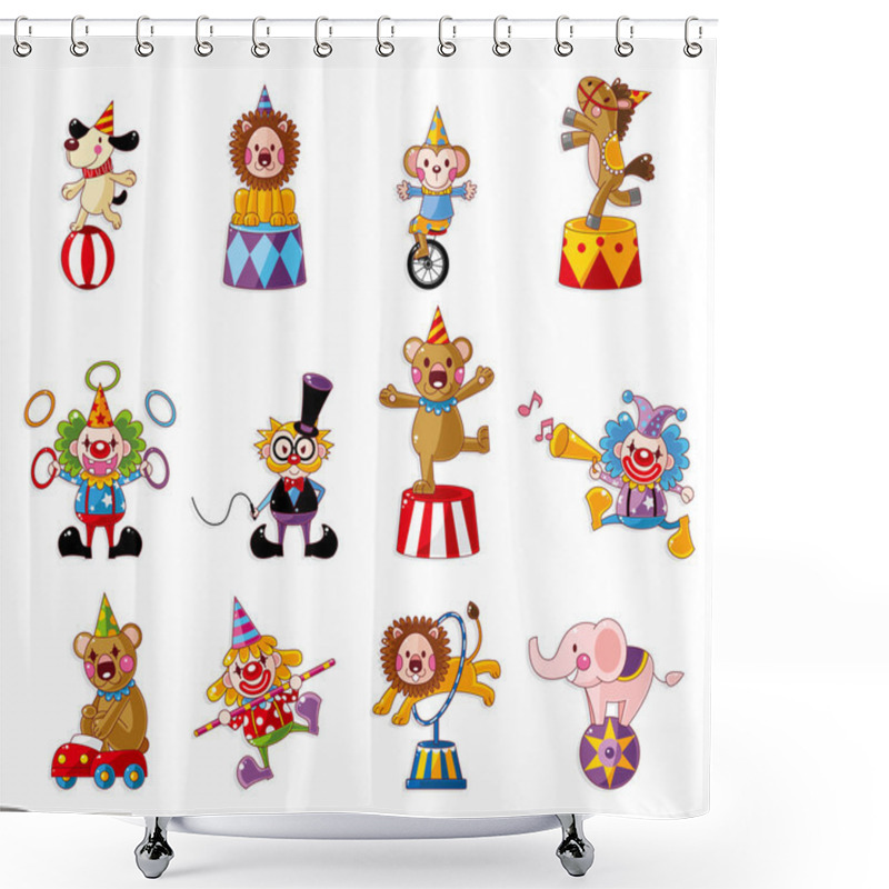 Personality  Cartoon Happy Circus Show Icons Collection Shower Curtains