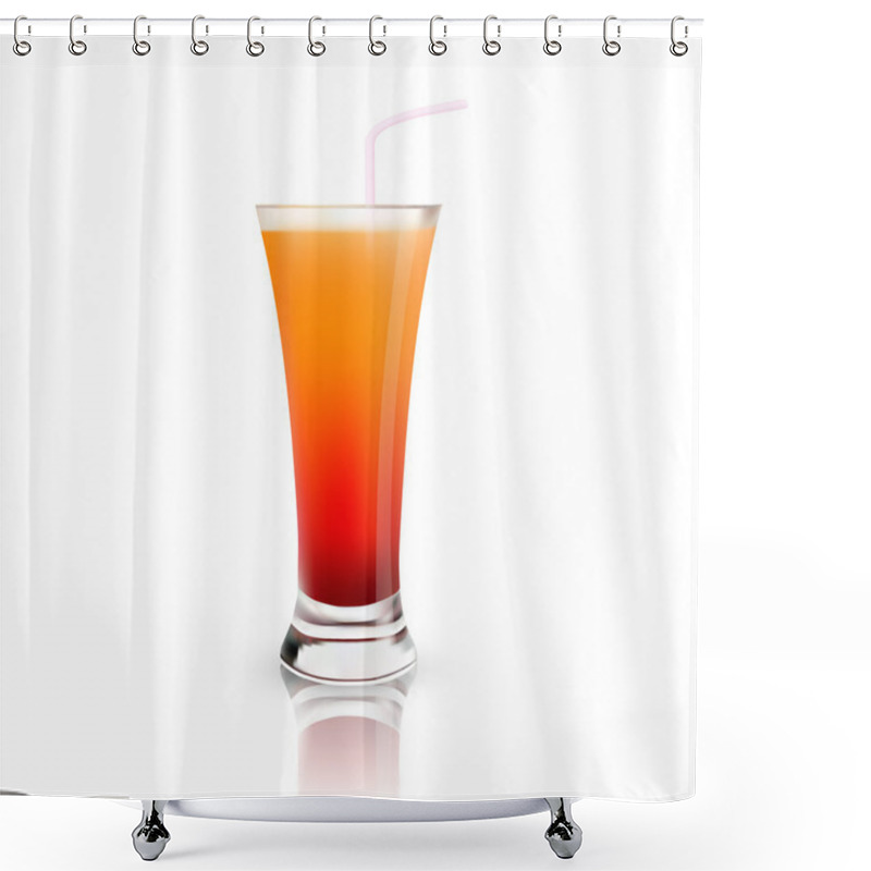 Personality  Glass With Juice. Vector Illustration.  Shower Curtains