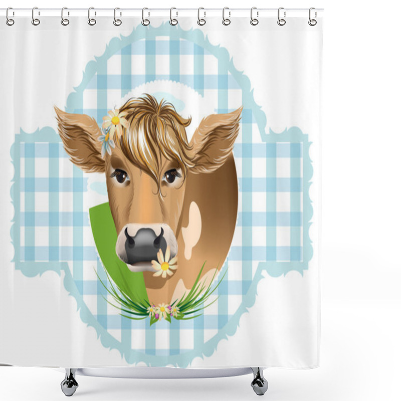 Personality  Cows With Flowers In Their Teeth Shower Curtains