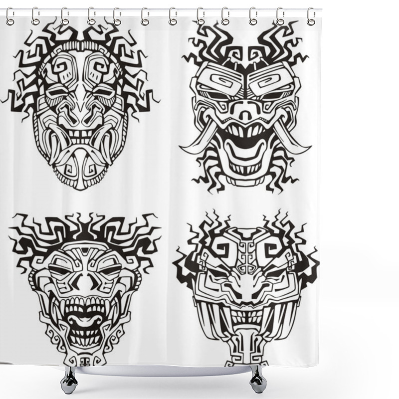 Personality  Aztec Monster Totem Masks Shower Curtains