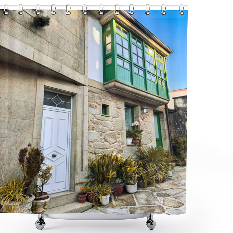 Personality  Stone Green Facade. Stone Old House In Small Village. High Quality Photo Shower Curtains