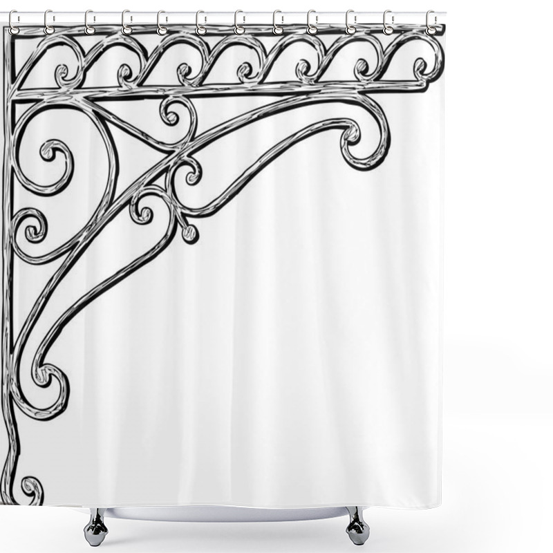 Personality  Hand Drawing Of An Architectural Detail In Shape Of An Ornamental Corner Shower Curtains