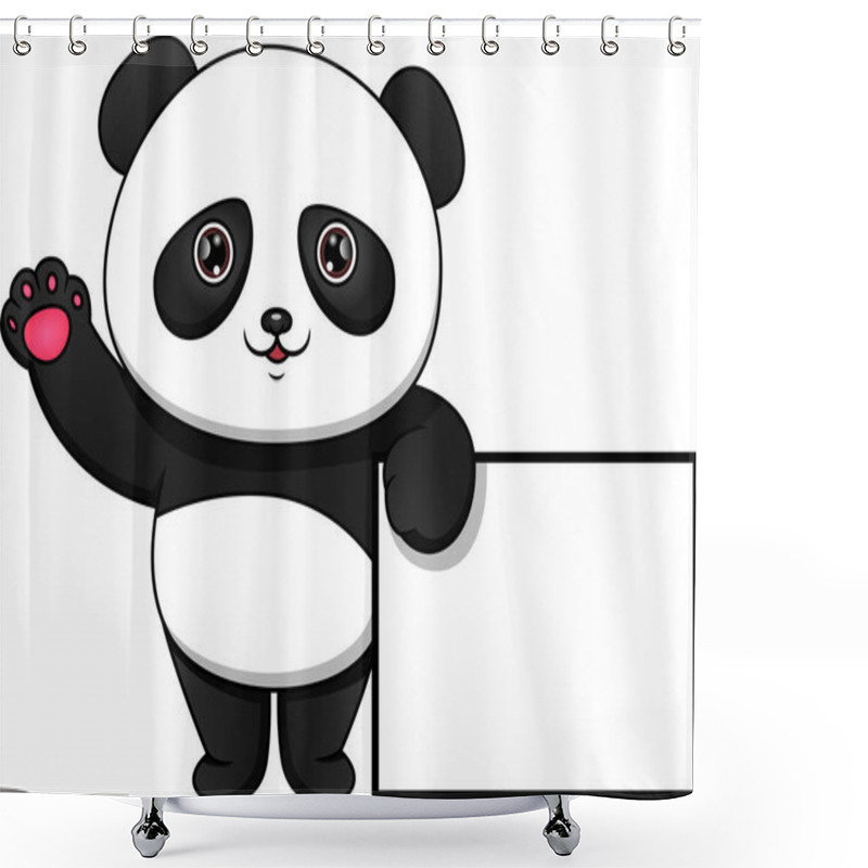 Personality  Cute Panda And Blank Sign Shower Curtains