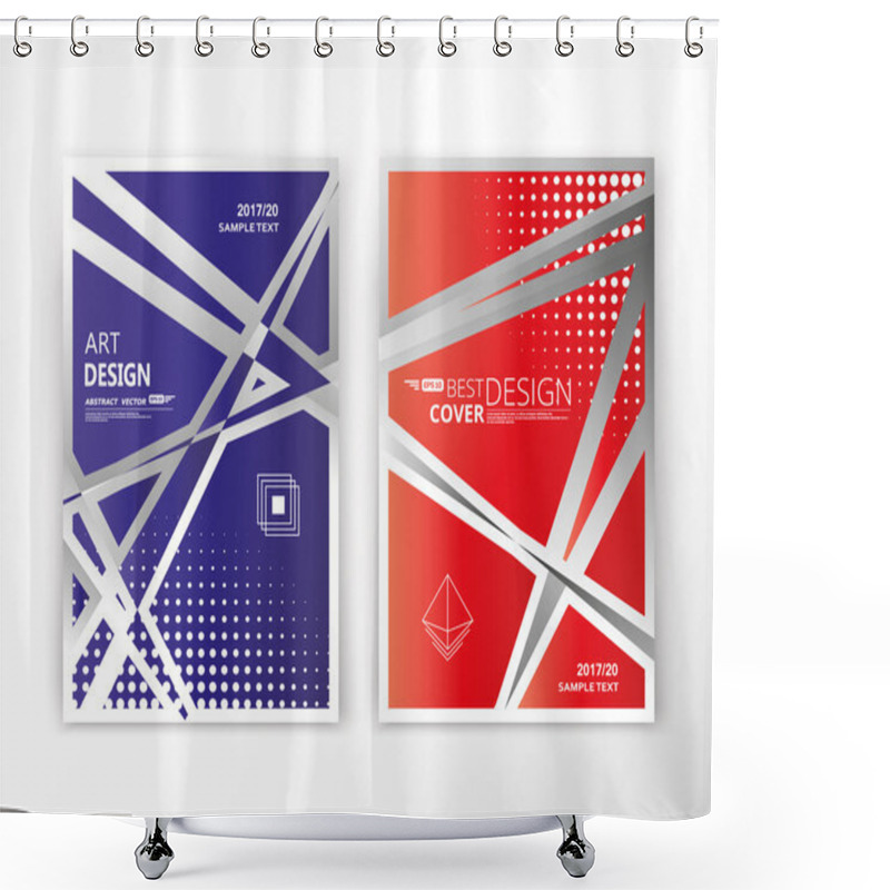 Personality  Abstract Composition. Blue, Red Font Texture. Lint Section Set. Dots. White Line Construction. A4 Brochure Title Sheet Collection. Creative Figure Logo Icon. Commercial Offer. Banner Form. Flyer Fiber Shower Curtains