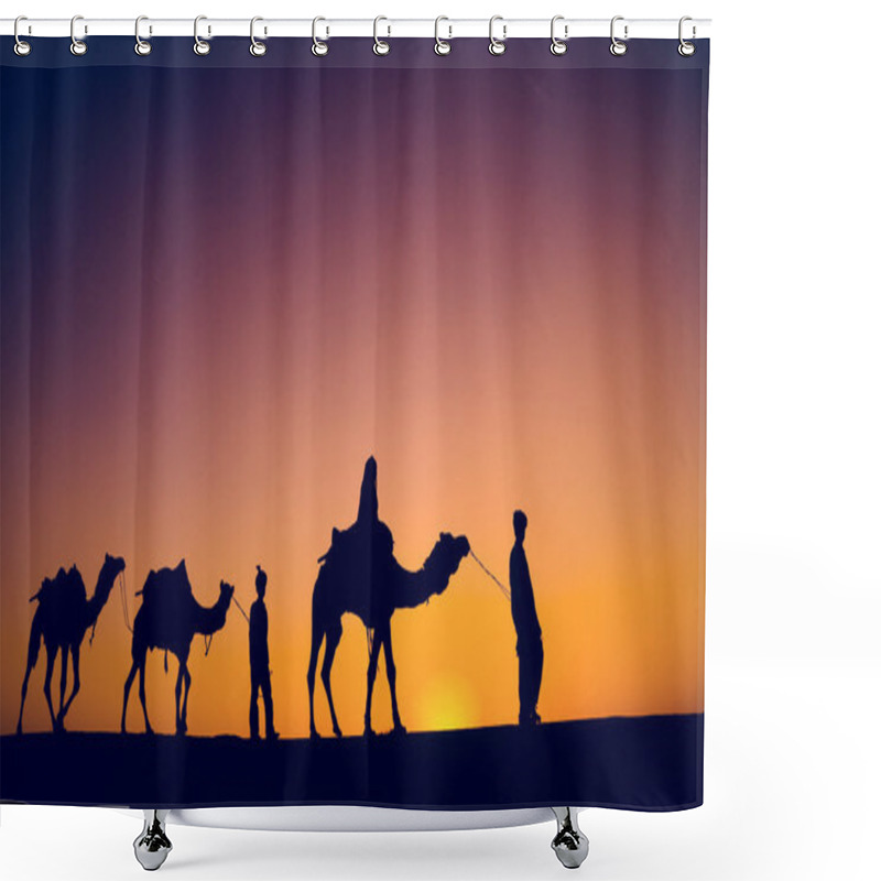 Personality  Men Riding Camels In  Desert  Shower Curtains