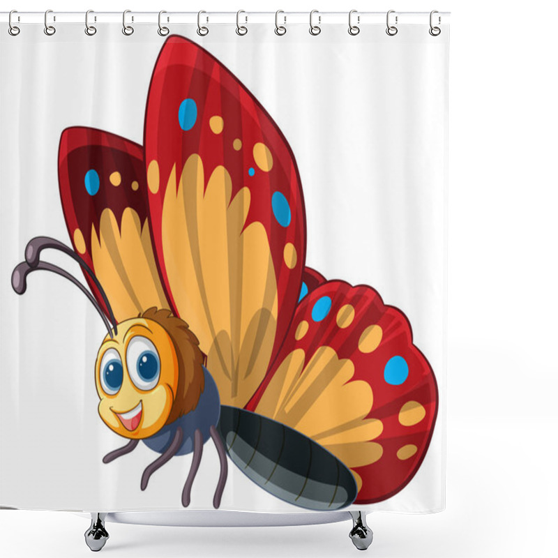 Personality  Vibrant, Cheerful Butterfly With A Friendly Face Shower Curtains