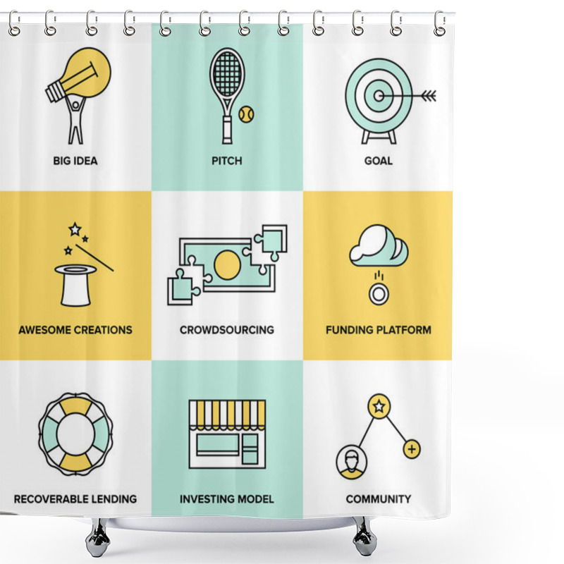 Personality  Crowdsourcing And Funding Money  Icons Shower Curtains