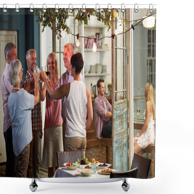 Personality  Friends Enjoying Evening Drinks Party Shower Curtains