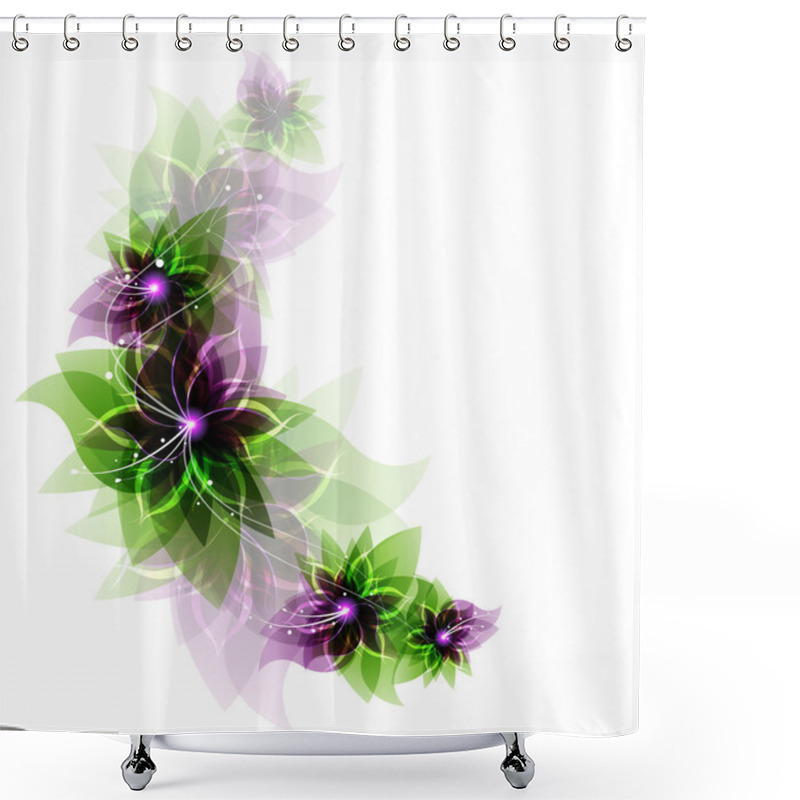 Personality  Green And Purple Romantic Flowers Shower Curtains