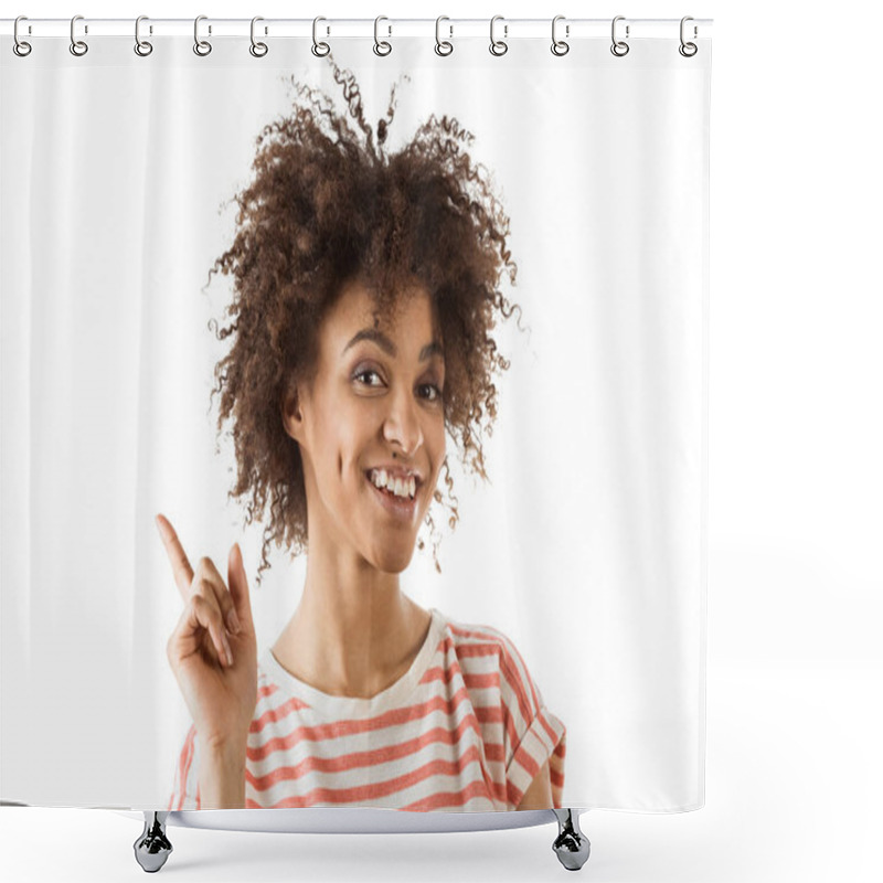 Personality  Woman Looking At Camera Shower Curtains