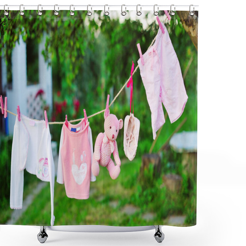 Personality  Baby Clothes Drying Outdoors Shower Curtains