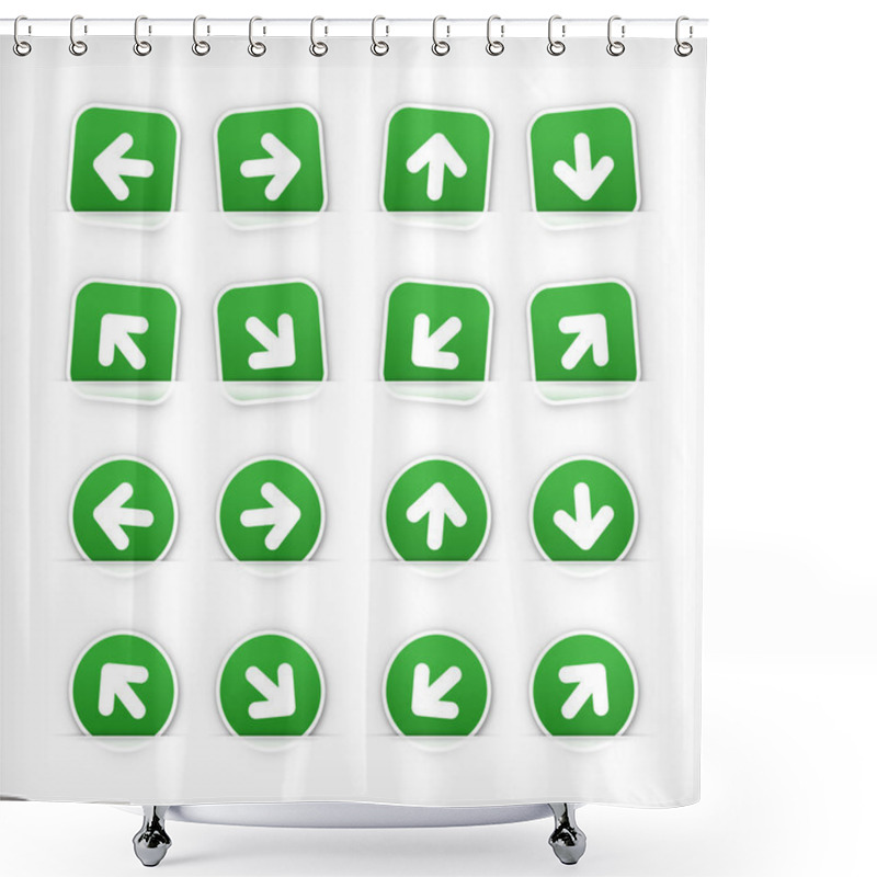 Personality  Green Sign Arrow Sticker On Cut Paper Pocket Shower Curtains