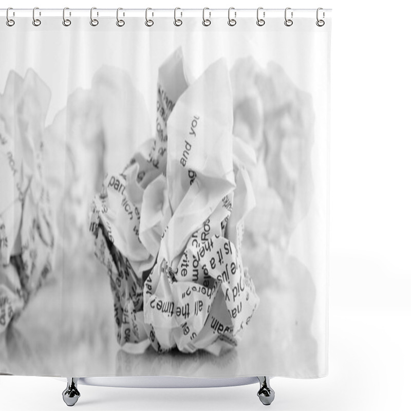 Personality  Crumpled Paper Balls Isolated On White Shower Curtains