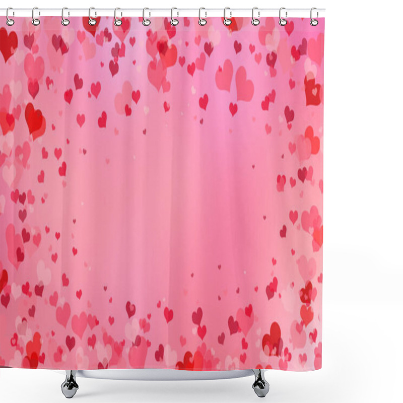 Personality  Red Heart Love Confettis. Valentine's Day Falling Rain Remarkable Background. Falling Stitched Paper Hearts Confetti On Pink Background. Shower Curtains