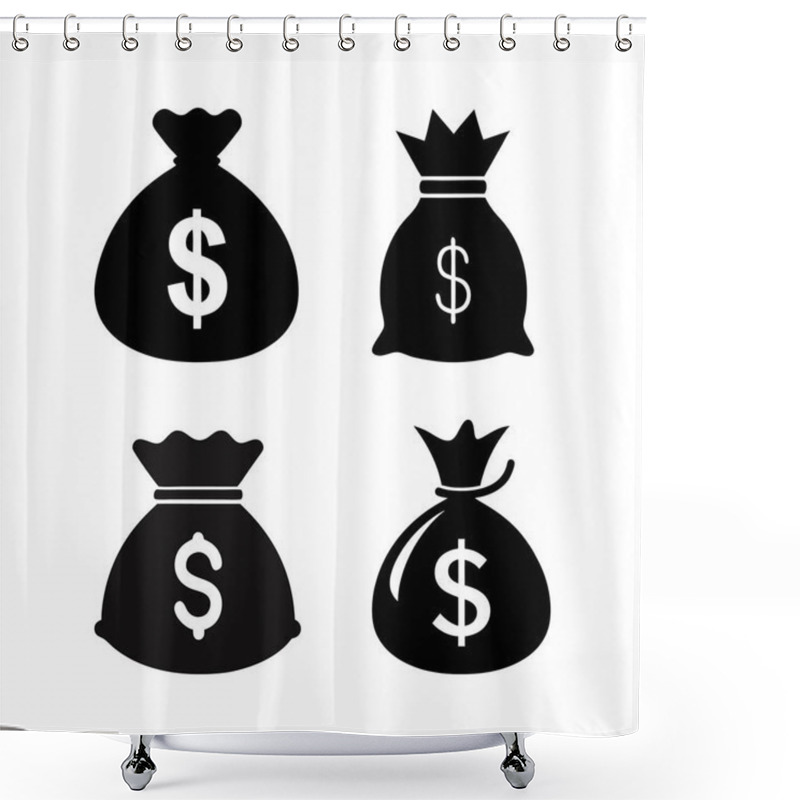 Personality  Money Bag With Dollar Sign. Sack Dollar Black Silhouette Shower Curtains