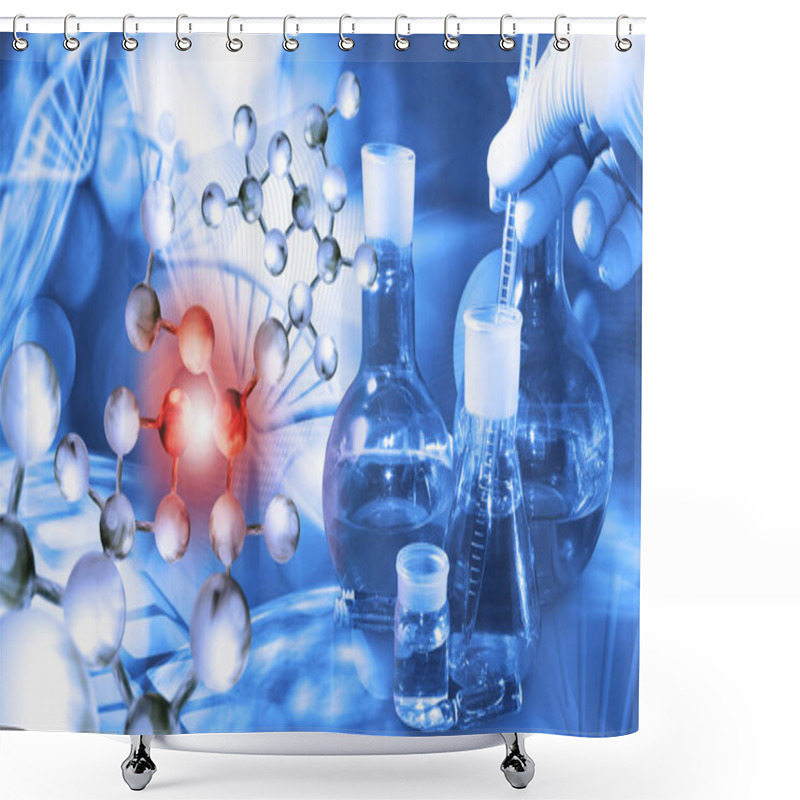 Personality  Abstract 3d Image Of Dna Chain On Blurred Background Shower Curtains