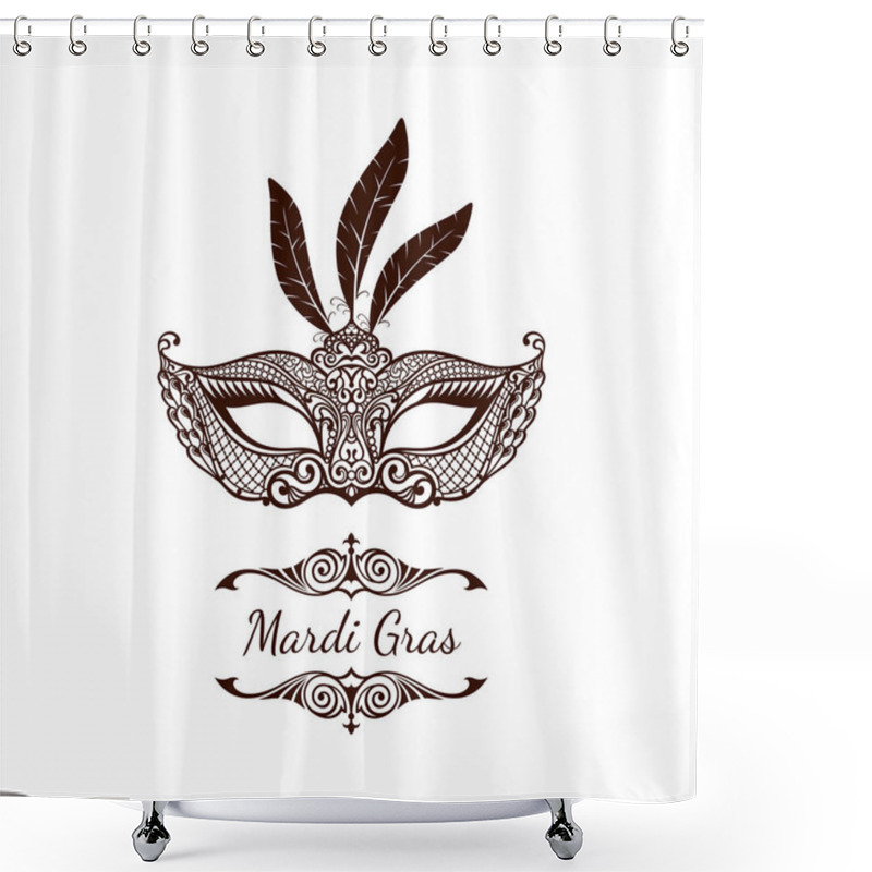 Personality  Beautiful Mask Of Lace. Mardi Gras Vector Background Shower Curtains