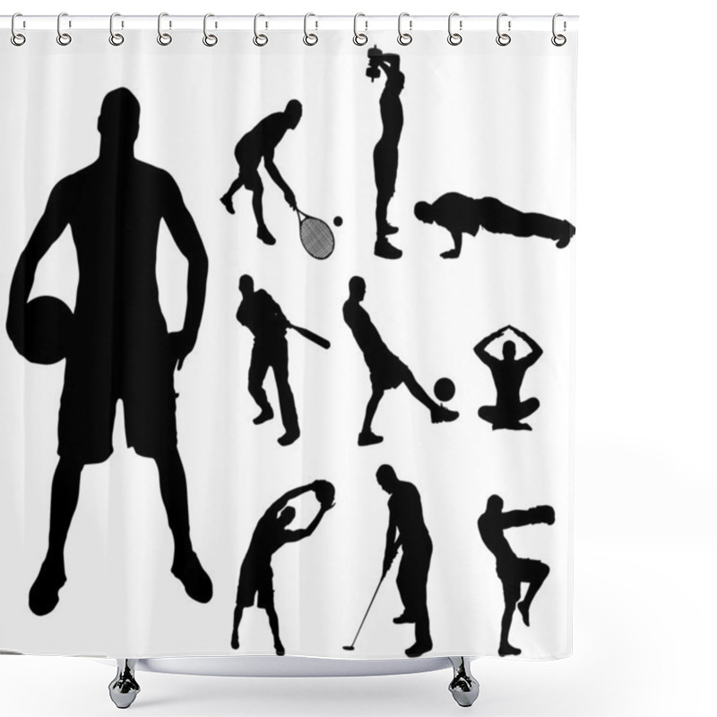 Personality  Vector Silhouette Of Sport. Shower Curtains