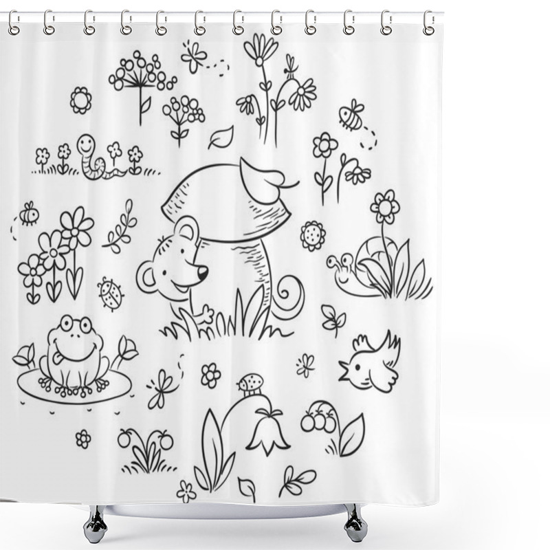 Personality  Elements For Kids Designs, Outline Shower Curtains