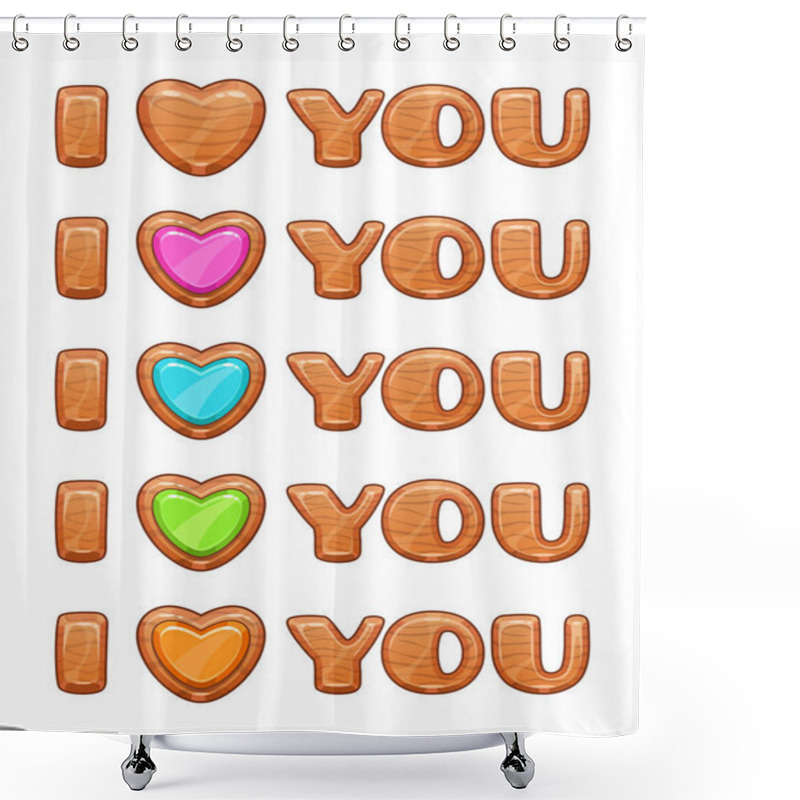 Personality  I Love You Sign. Wooden Lettering. Shower Curtains