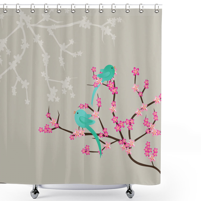 Personality  Pink Cherry Blossoms Shower Curtains