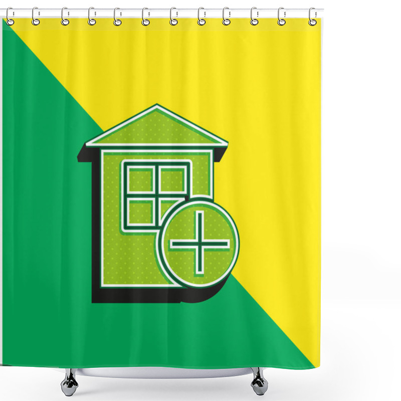 Personality  Add Green And Yellow Modern 3d Vector Icon Logo Shower Curtains