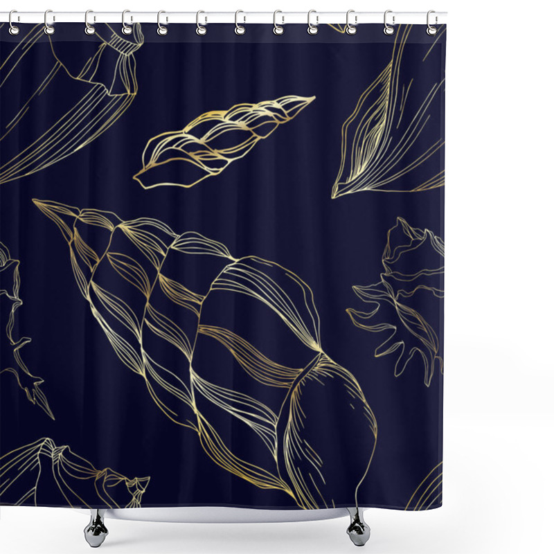 Personality  Vector Summer Beach Seashell Tropical Elements. Brown Beige Engr Shower Curtains