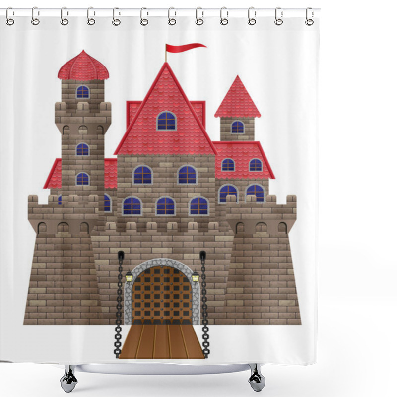 Personality  Ancient Old Stone Castle Vector Illustration Shower Curtains