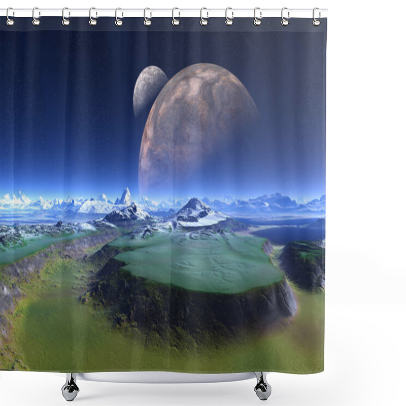 Personality  3D Rendered Fantasy Alien Landscape - 3D Illustration Shower Curtains