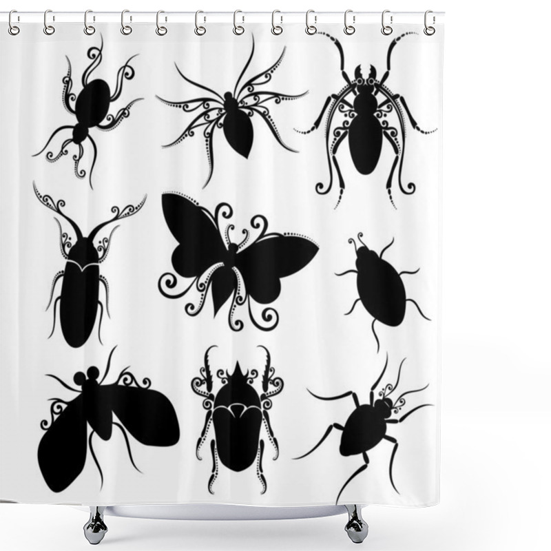 Personality  Vector Set Of Insects Shower Curtains