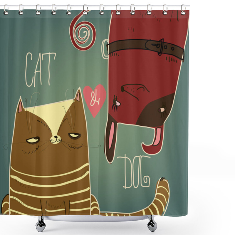 Personality  Dog An Cat. Shower Curtains