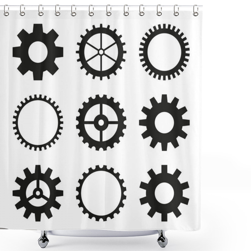 Personality  Icons Of Gear Wheel. Shower Curtains