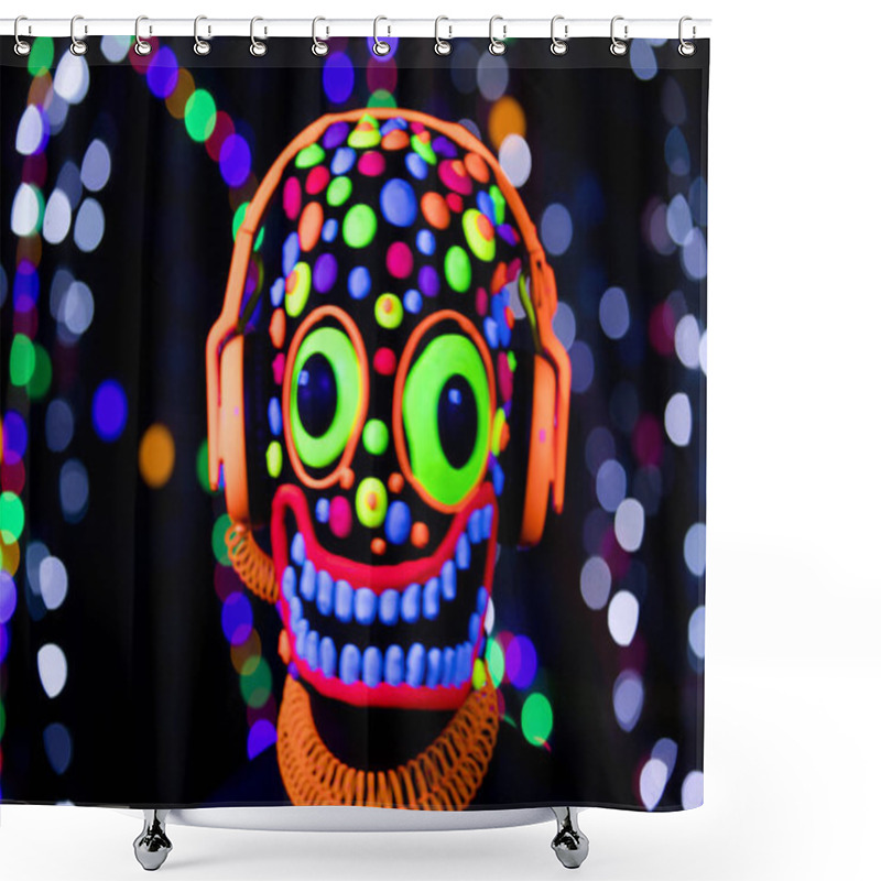 Personality  Neon Glow Mask Scary Face Monster Shower Curtains