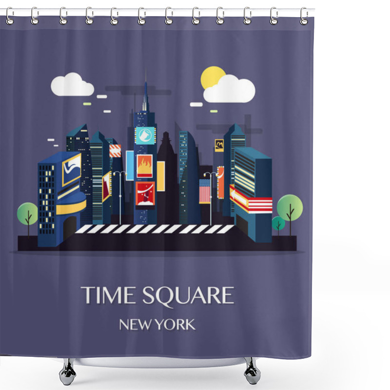 Personality  Time Square New York.Vector Illustration. Shower Curtains