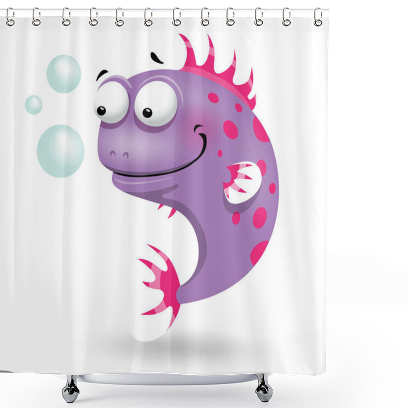 Personality  Cute Comic Cartoon Fish Character, Isolated On White Background. Vector Clip Art Illustration. Game Character Shower Curtains