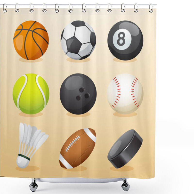 Personality  Sport Equipment Elements Set Shower Curtains