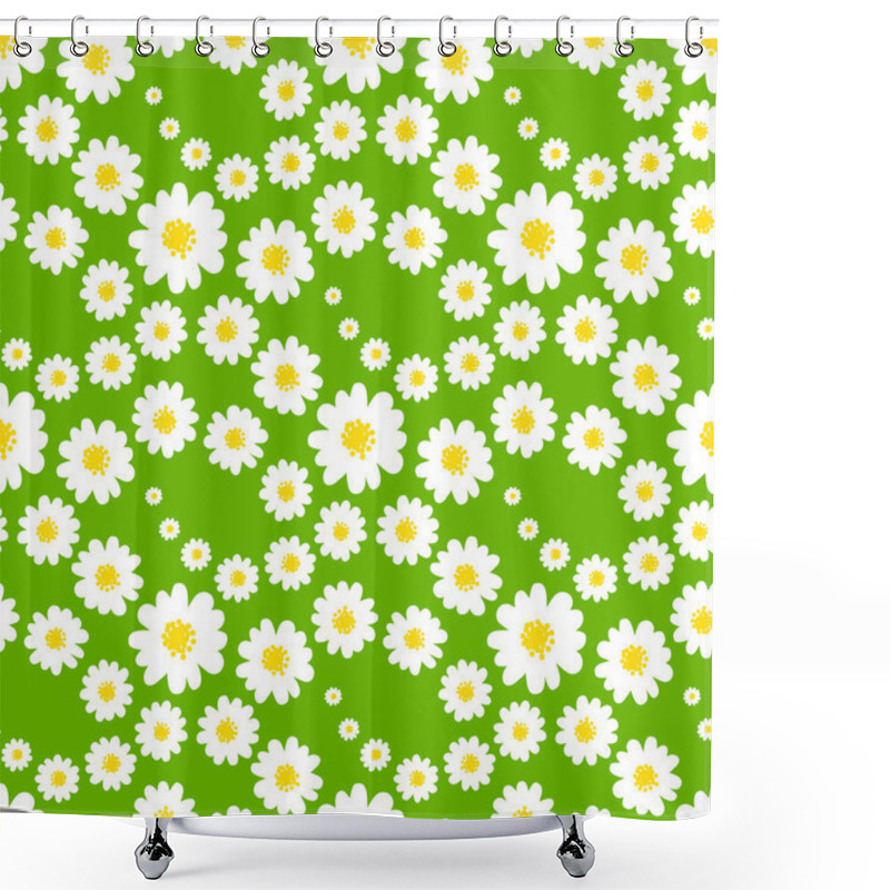 Personality  White Daisies Seamless Pattern Shower Curtains