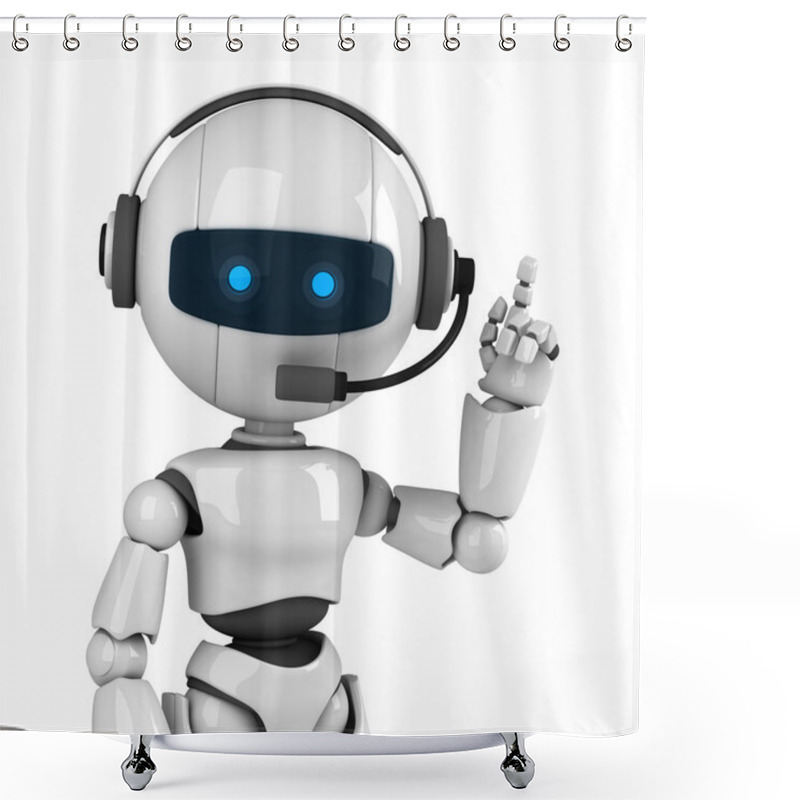 Personality  Funny Robot Stay With Headphones Shower Curtains