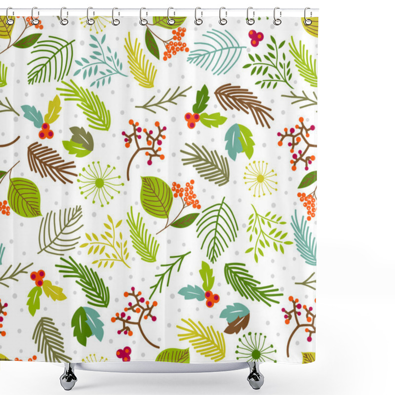 Personality  Seamless Vector Pattern With Floral Elements. Shower Curtains