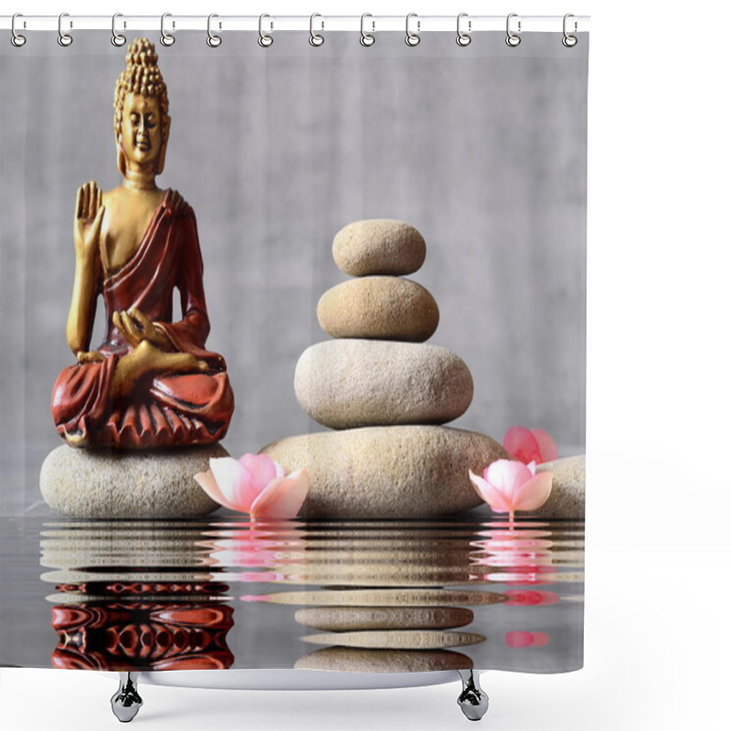 Personality  Buddha Is Sitting In ZEN Garden Shower Curtains