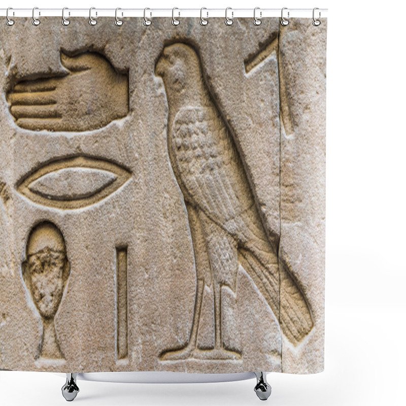 Personality  Egyptian Hieroglyphs On The Wall In A Temple Shower Curtains