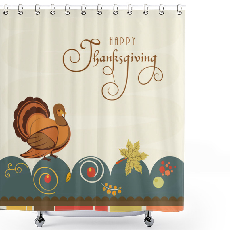 Personality  Thanksgiving Day Celebration Card. Shower Curtains