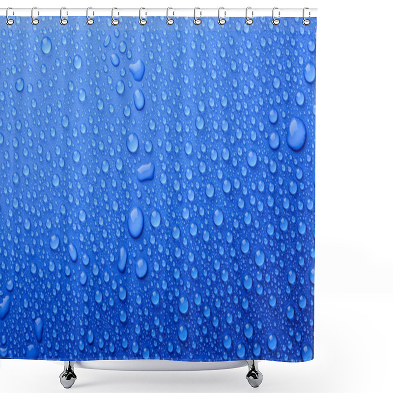 Personality  Water Drops On Blue Background, Top View Shower Curtains