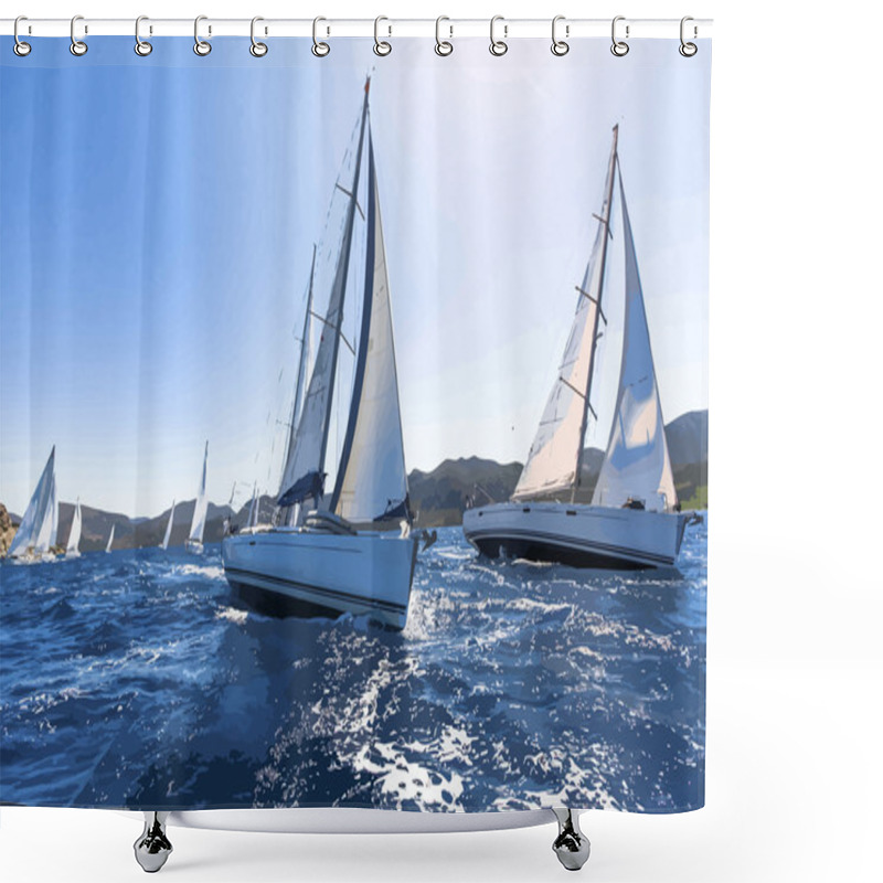 Personality  Sailing In The Wind Through The Waves. Shower Curtains