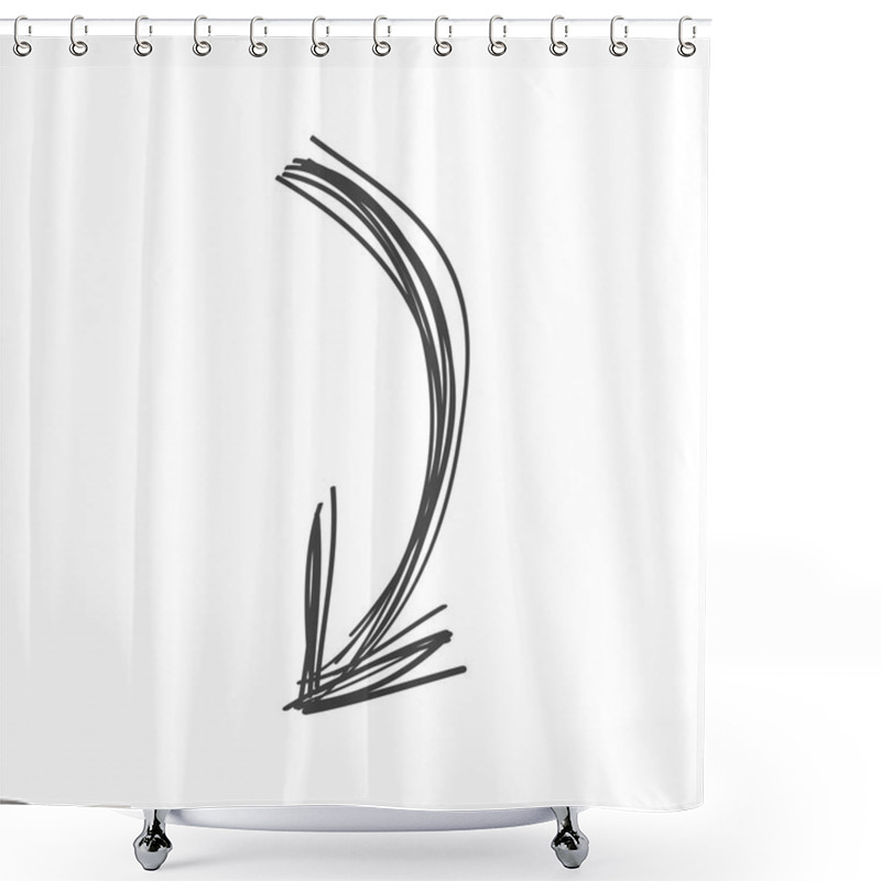 Personality  Curved Arrow Doodle In Black Shower Curtains